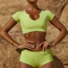 Cap Sleeves Swim Top In Lime 1 Cap Sleeves Swim Top In Lime -Neena Swim NS0163 NS0161 1 Lime Cap Sleeve Top Booty Shorts cde8ec9b 9a1d 4146 9750 76e6fc6638b6