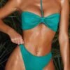 High Waisted Brazilian Bikini Bottoms In Teal -Neena Swim NS0172 NS0180 5 Malosi Teal High Waisted Bottoms Laki Bandeau CF Strap Top 1