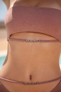 Cut Out Bandeau Bikini Top In Pink -Neena Swim NS0192 NS0201 2 Pink Cut Out Bandeau Top Cut Out Bikini Bottoms