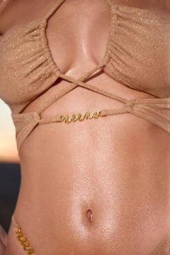 Cross Strap Bikini Top In Gold -Neena Swim NS0196 NS0186 7 Yazhi Gold Cross Strap Top Asymmetric Bikini Bottoms 73a1fbf8 1f41 4bf8 a240 9722fdc159b3