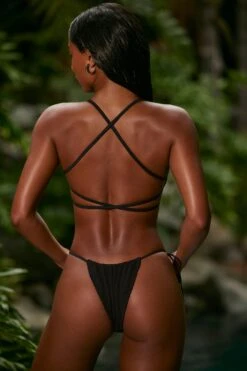 Strappy Scoop Bikini Top In Black -Neena Swim NS0314 6 Black Strappy Bikini Top