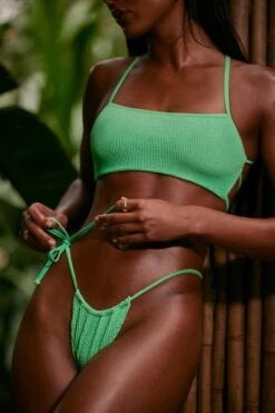 Strappy Scoop Bikini Top In Seafoam Green -Neena Swim NS0314 6 Seafoam Green Strappy Bikini Top