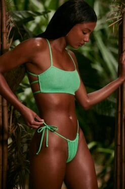 Strappy Scoop Bikini Top In Seafoam Green -Neena Swim NS0314 7 Seafoam Green Strappy Bikini Top