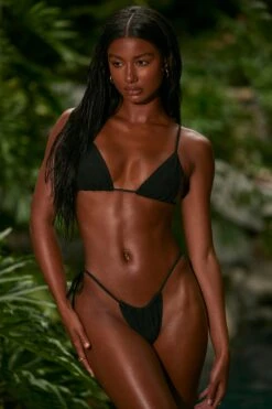 Multi-wear Triangle Bikini Top In Black -Neena Swim NS0322 NS0315 5 Black Triangle Bikini Top Side Tie Ruched Bikini Bottom cf67d43a 81c4 43d0 9194 adda2d38fe03