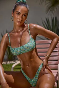 Micro Scoop Bandeau Top In Turquoise Floral Print -Neena Swim NS0324 NS0325 12 Turquoise Floral Print Micro Scoop Bandeau Top Micro Low Dipped Cheeky Bottom 215531a4 ad95 44a0 9aa0 b5c00d496b89